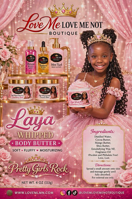 Love Me Love Me Not Boutique Laya Whipped Body Butter & Lotion, Strawberry 4 oz