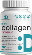 Multi Collagen Pills with Vitamin C, E  Biotin, 300 Capsules   Hydrolyzed Co...
