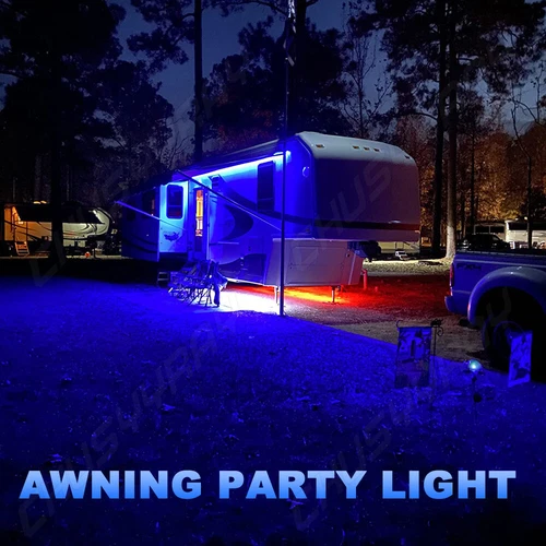 RV LED Camper Awning Boat Trailer Light Set Wireless Remote BLUE 16FT Waterproof - Picture 5 of 16