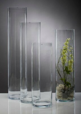 Glasvase Dekovase Zylindervase rund Transparent Glas Höhe 60cm