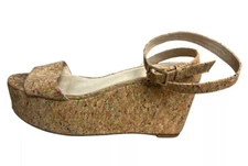 Raye Revolve Rainbow Confetti Cork Wedges Sandals US Size 8.5 Heels 4"
