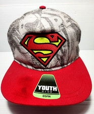 DC Comics SUPERMAN Logo Ball Cap Adjustable Snapback Hook/Loop Hat Youth/Teens