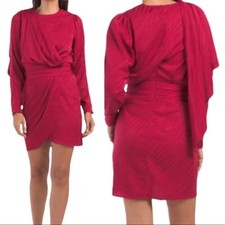 Ronny Kobo Shanaya Draped Dress with Cape Burgundy Red Size S Retail $478