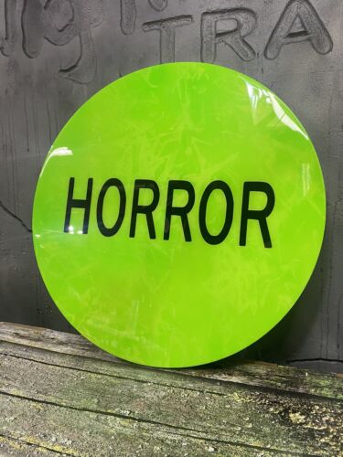 Horror VHS Sticker Large 18” Wall Sign Epoxy Home Theater Video Store Decor - Afbeelding 1 van 3