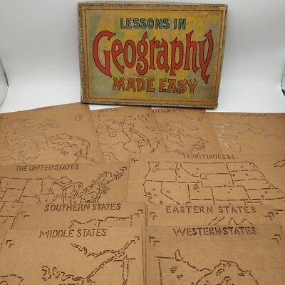 Early 1800s Lessons In Geography Made Easy Teaching Tracing Maps Milton Bradley
