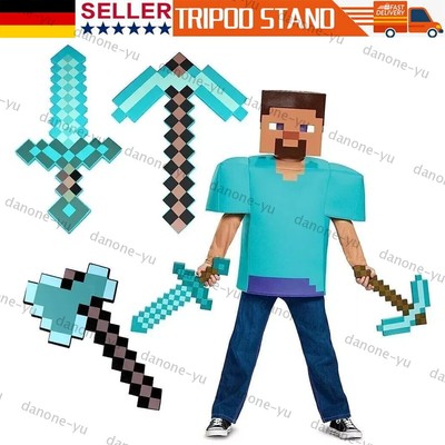 12'' MineCraft Kinder Spiel Spielzeug Diamantschwert & Spitzhacke weicher Geschen