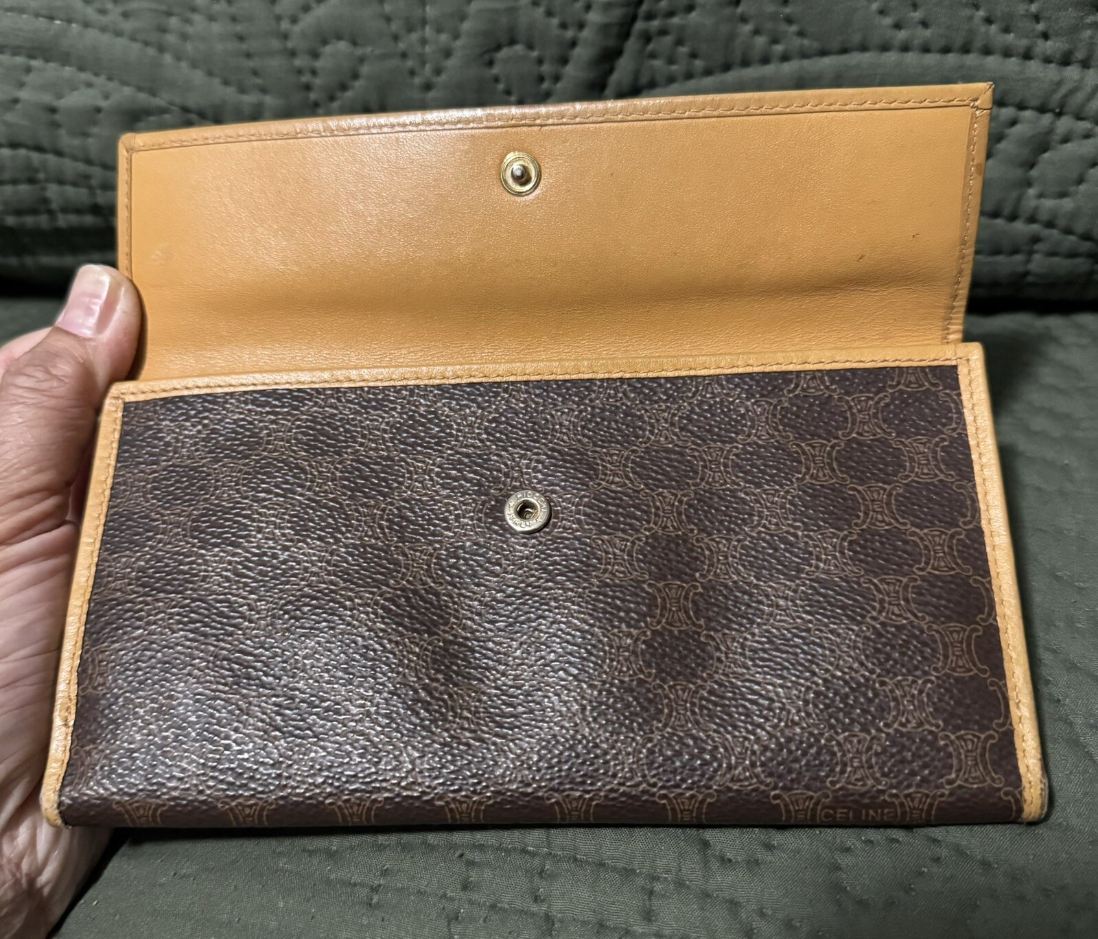 Authentic Celine Vintage Macadam  Checkbook Walle… - image 11