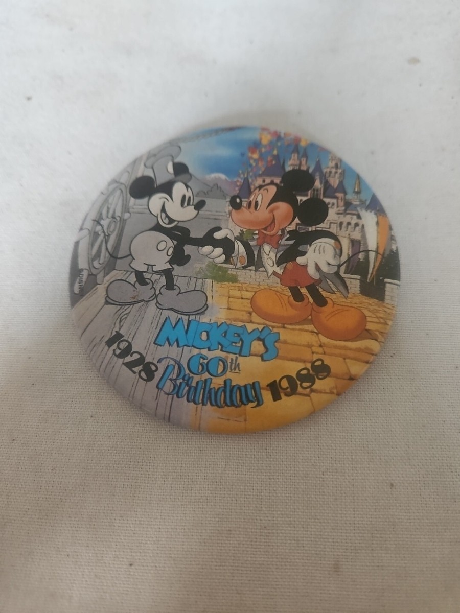 Vintage Disney Mickey Mouse 60th Birthday 1928-1988 Pin Button