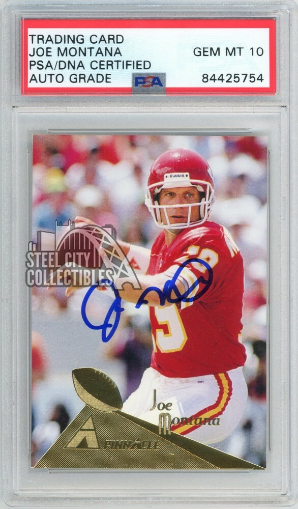Joe Montana 1994 Pinnacle Autographed Card #102- PSA/DNA Gem MT 10