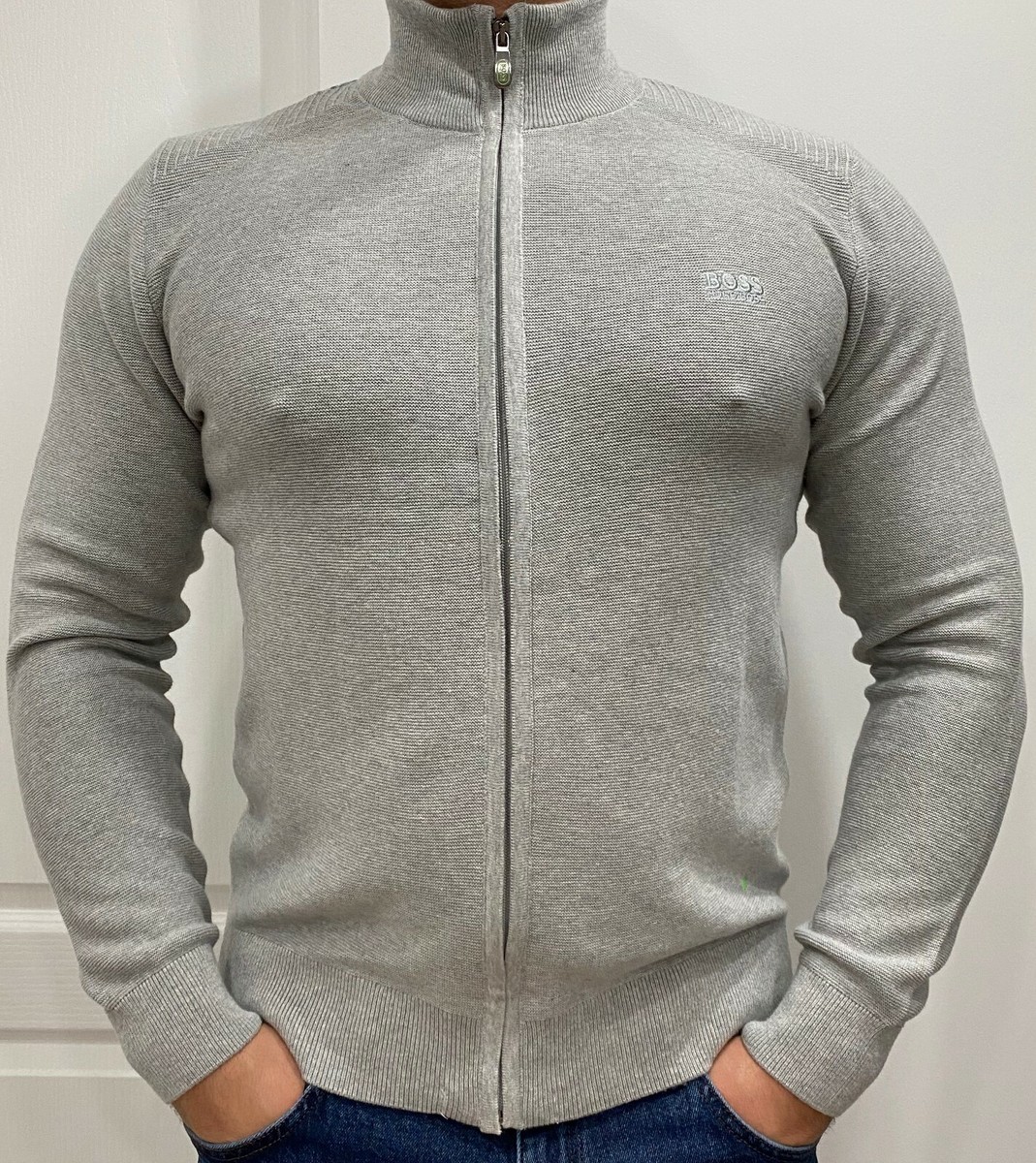 hugo boss mens full zip sweater