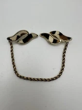 Tiger Stripe Unisex Scarf Or Collar Clip With Gold Tone Chain 