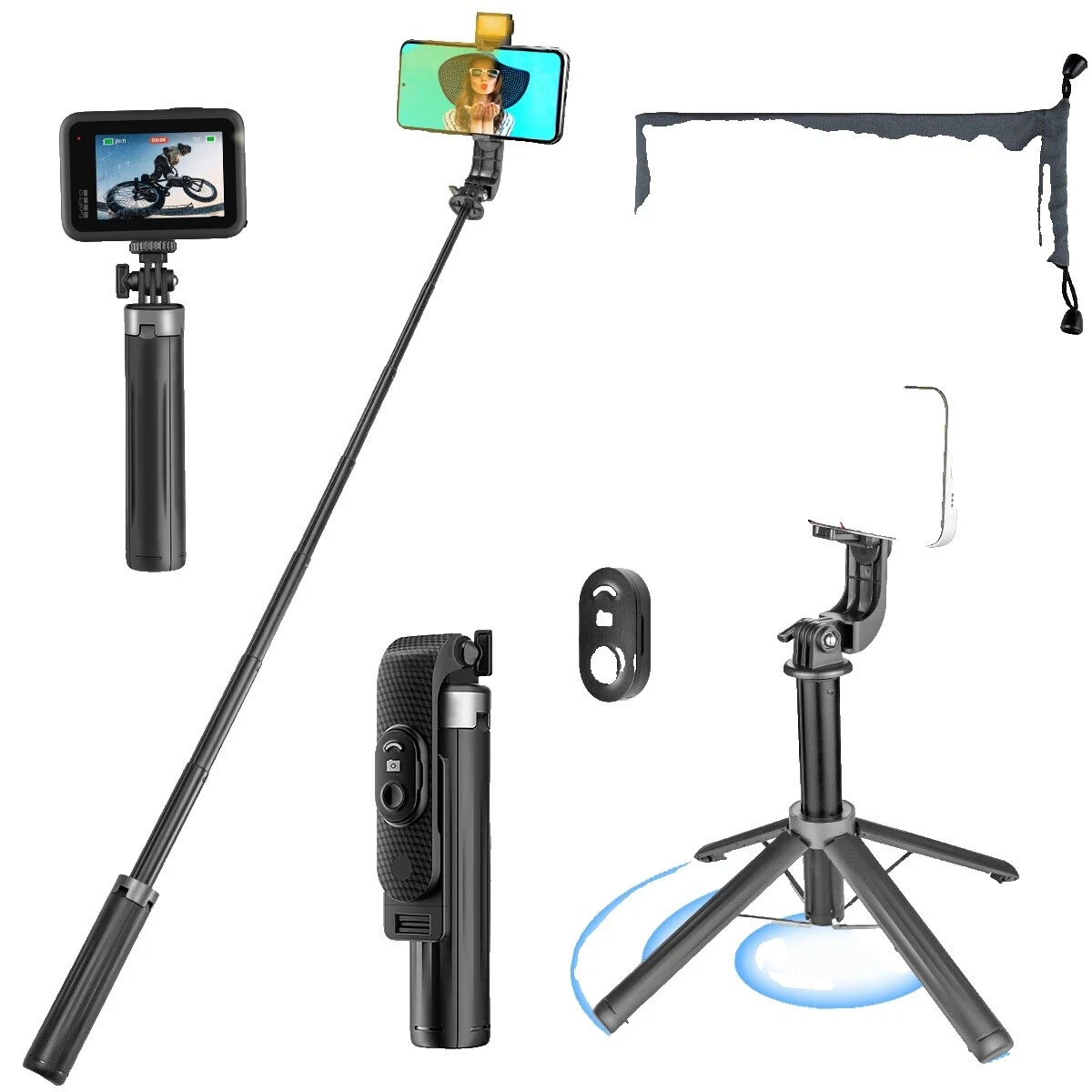 Teléfono Celular Negro Palos de selfie para Universal