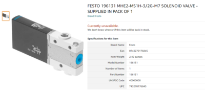 まーさん FESTO MHE2-MS1H-3/2G-M7 196131 Air Solenoid Valve New | eBay