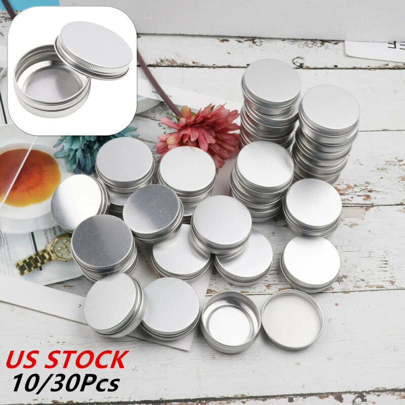 30 pcs Small Mini Round Tin Can Boxes Metal Box Jewelry Container 30ml with  Lids