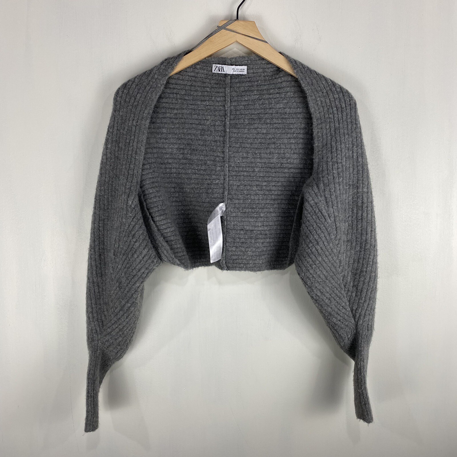 Zara Ribbed Knit Arm Warmer Ballon Puff Sleeve Croppe… Gem