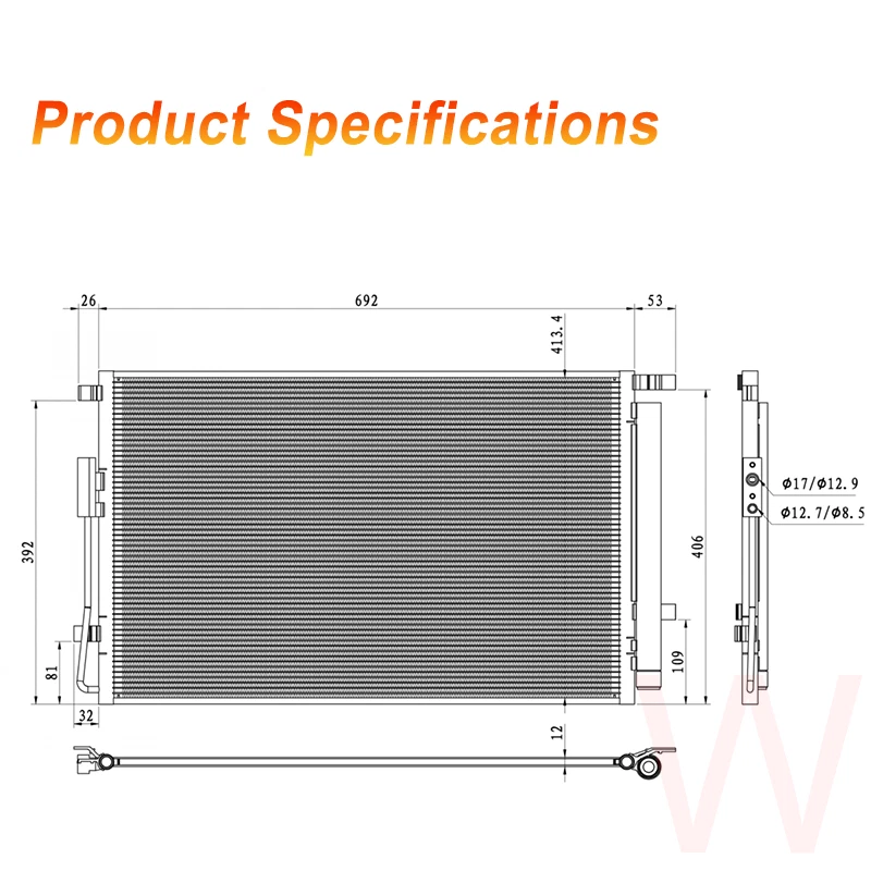 Aluminum A/C Condenser For Kia Sorento 2.4L 3.3L 97606C6550 2016 2017 2018 - Image 2 of 4