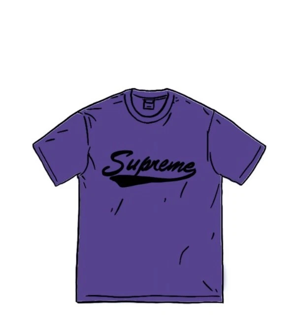 T shirt homme Supreme Intarsia Script violet moyen S/S neuf SS20