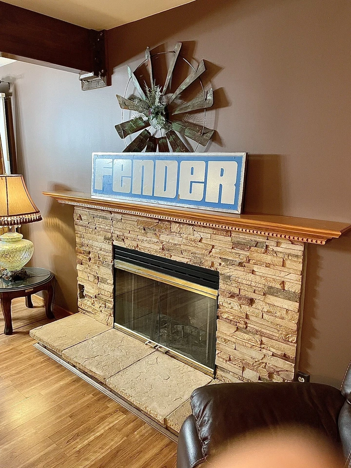 Vintage Original FENDER Guitar Dealer Music Shop Store Sign Advertisement HUGE - Image 2 of 4