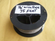 STAINLESS STEEL 1/16" WIRE ROPE 75 FEET, 400 LBS TEST 7X7 STRAND+20 SLEEVES