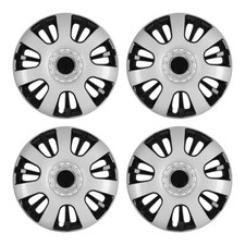 4pcs 16universal Wheel Rim Cover Hubcaps Black Silver Caps Trim Rings R16