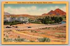 Phoenix AZ Arizona~BILTMORE HOTEL & CAMELBACK MT~Roadside c1940s UNUSED Postcard