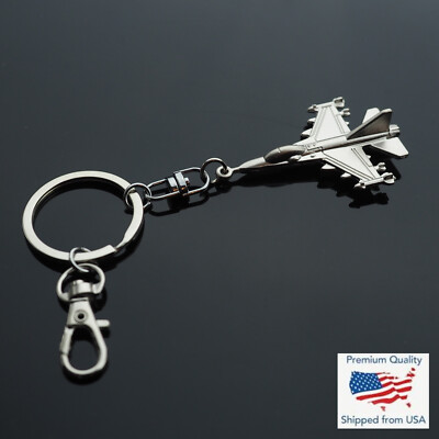 Fighter Jet F16 Metal Military Air Force Plane Swivel Keychain Clip On ...