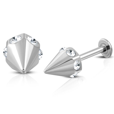 Edelstahl Piercing Labret Lippen (Paar) G-1.2mm Zirkonia St. steel y-qpc018