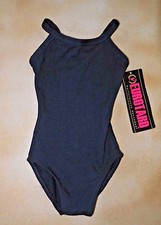 Eurotard 10527C Camisole Leotard Black Cotton Spandex Ballet Dance V Back