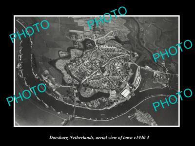 OLD LARGE HISTORIC PHOTO DOESBURG NETHERLANDS HOLLAND TOWN AERIAL VIEW c1940 5