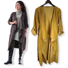 Saga Italy One Size Osfa Gold Yellow Dijon Corduroy Draped Duster Jacket Nwot