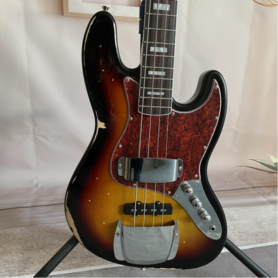 Electric Bass Guitar 4-strings Relic 3TS Chrome Hardware Rosewood Fretboard