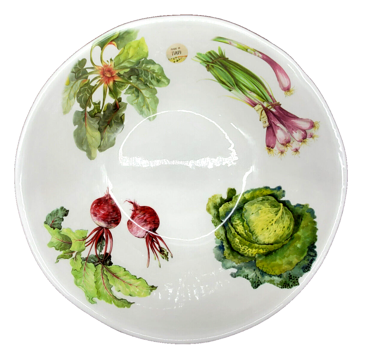 NWT~VALORI HOME~VEGGIES~XL 12.5 in Glazed Ceramic Salad Serving Bowl~MADE in ITALY