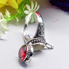 Red Garnet Poison Ring, 925 Sterling Silver Handmade Poison Ring, Wedding Ring,