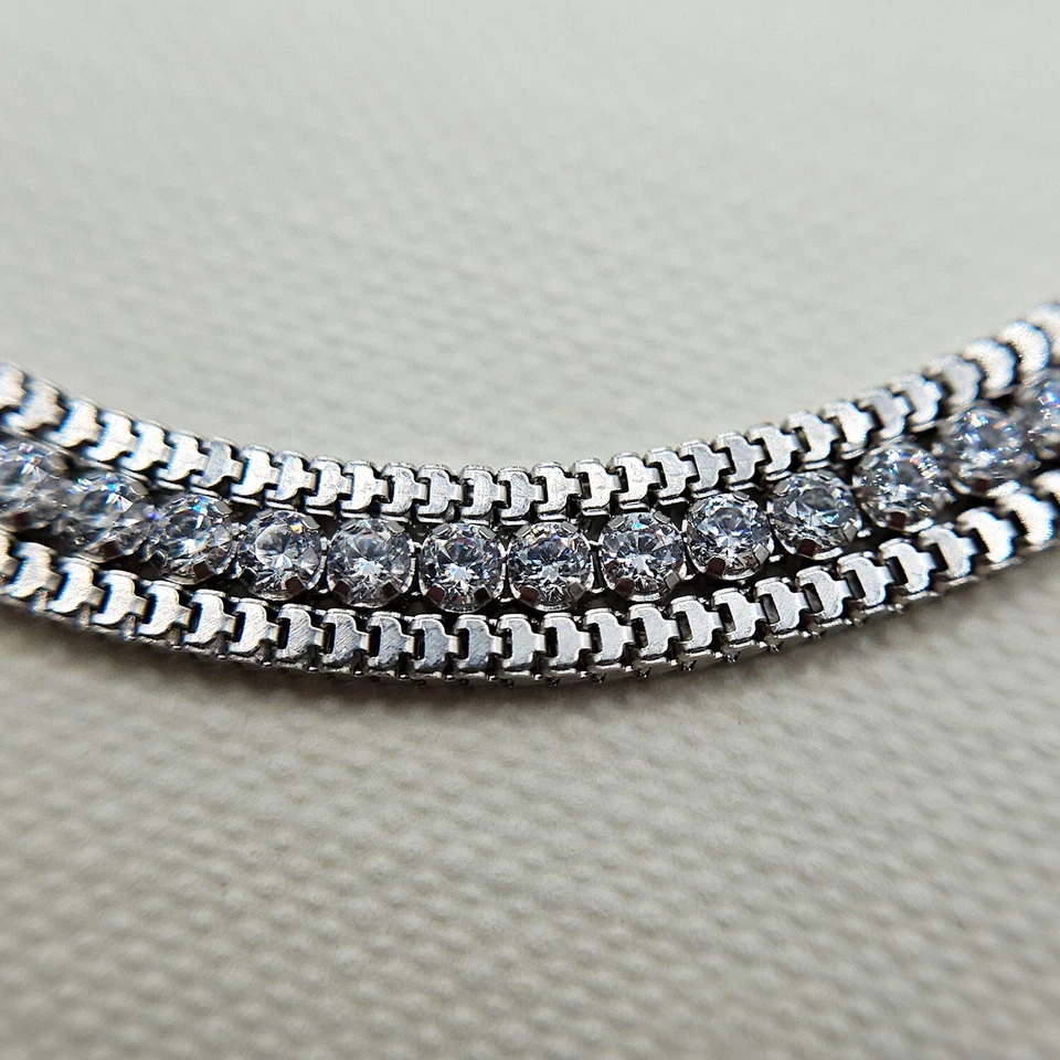 Ladies Sterling Silver Rhodium Plated CZ Snake Chain Tennis Bracelet 19cm / 7.5" - Image 3 of 4