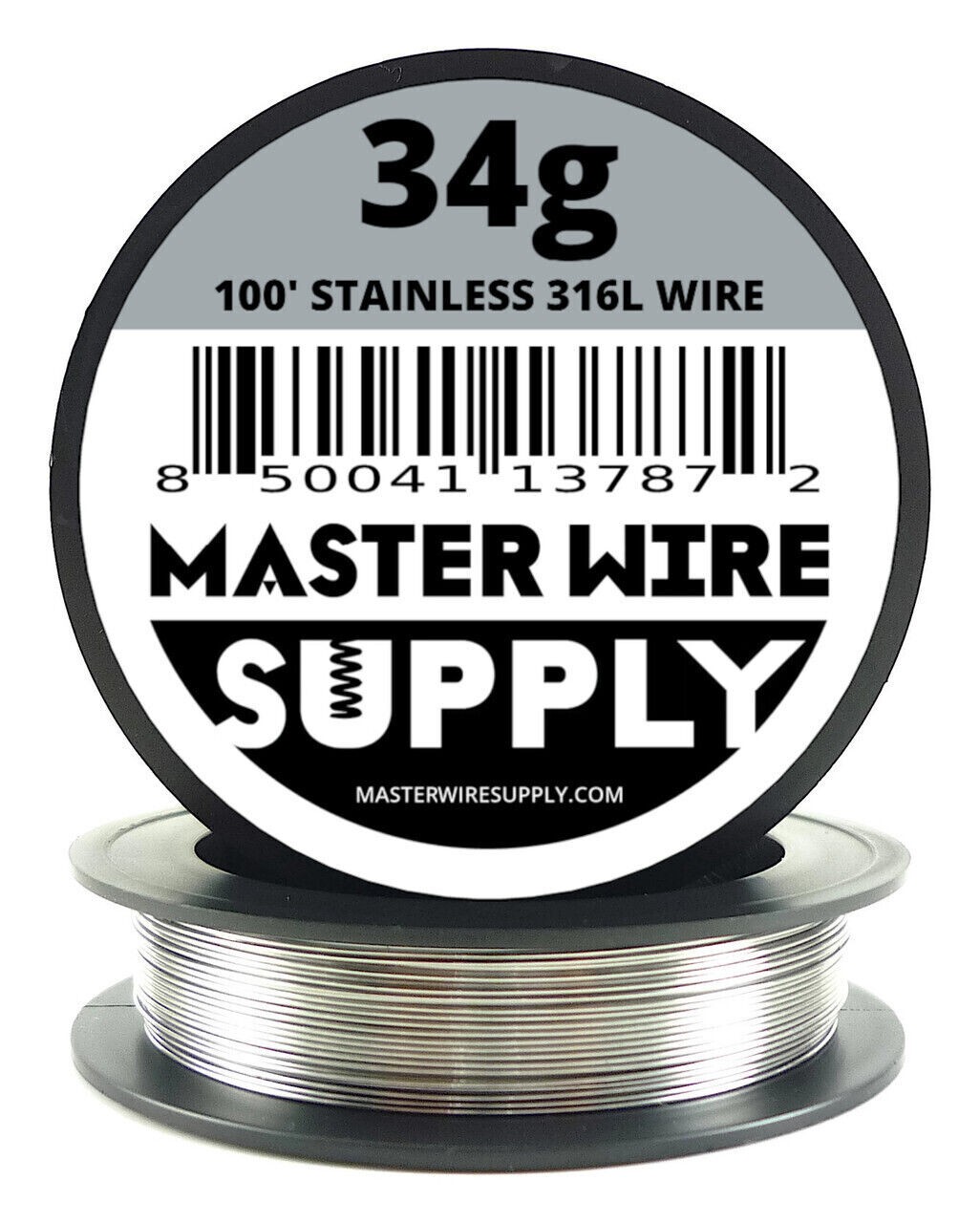 Stainless Steel 316L - 100ft - 34 Gauge Wire 34g - 0.16mm - 0.006in - Master Wir