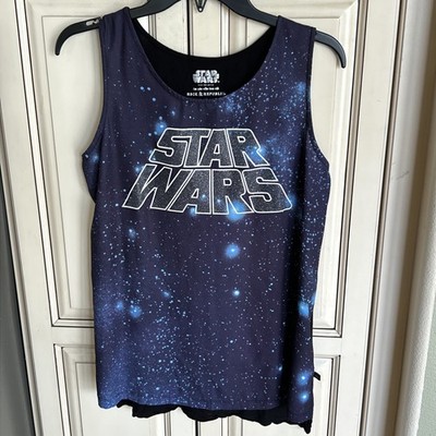 Star Wars x Rock & Republic Glow In the Dark Blue Hi-Lo Tank Top Women's Medium
