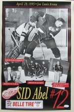 Sid Abel Signed/Autographed 14x22 Poster Detroit Red Wings JSA 199603