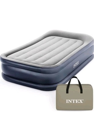 Intex Twin Air Mattress Dura-Beam Plus Deluxe Fiber-Tech Built-In Pump