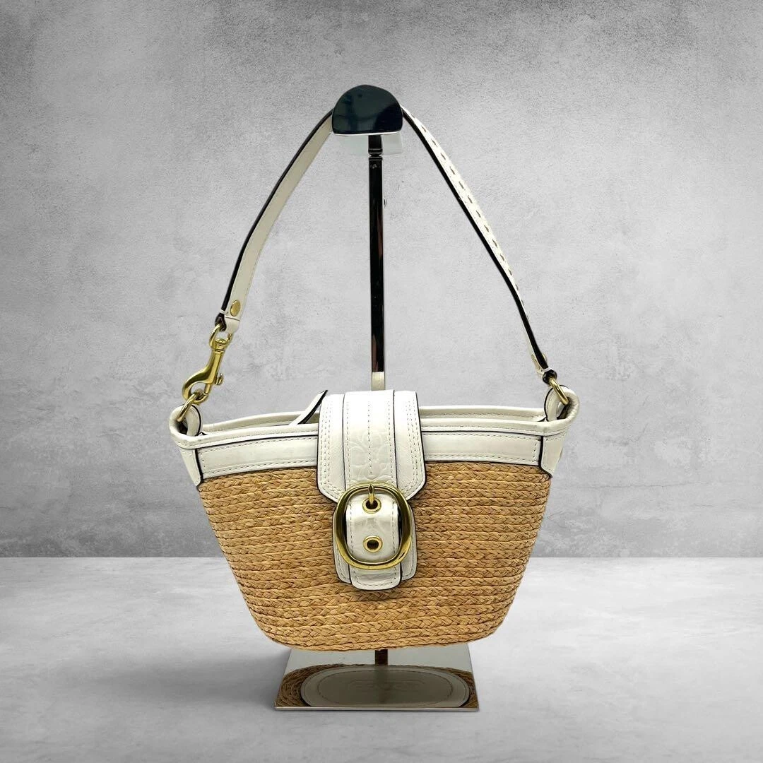 かごバッグ+ストローバッグ Coach Soho Straw Hobo Shoulder Bag Coach Straw Hobo Bags for Women for sale | eBay
