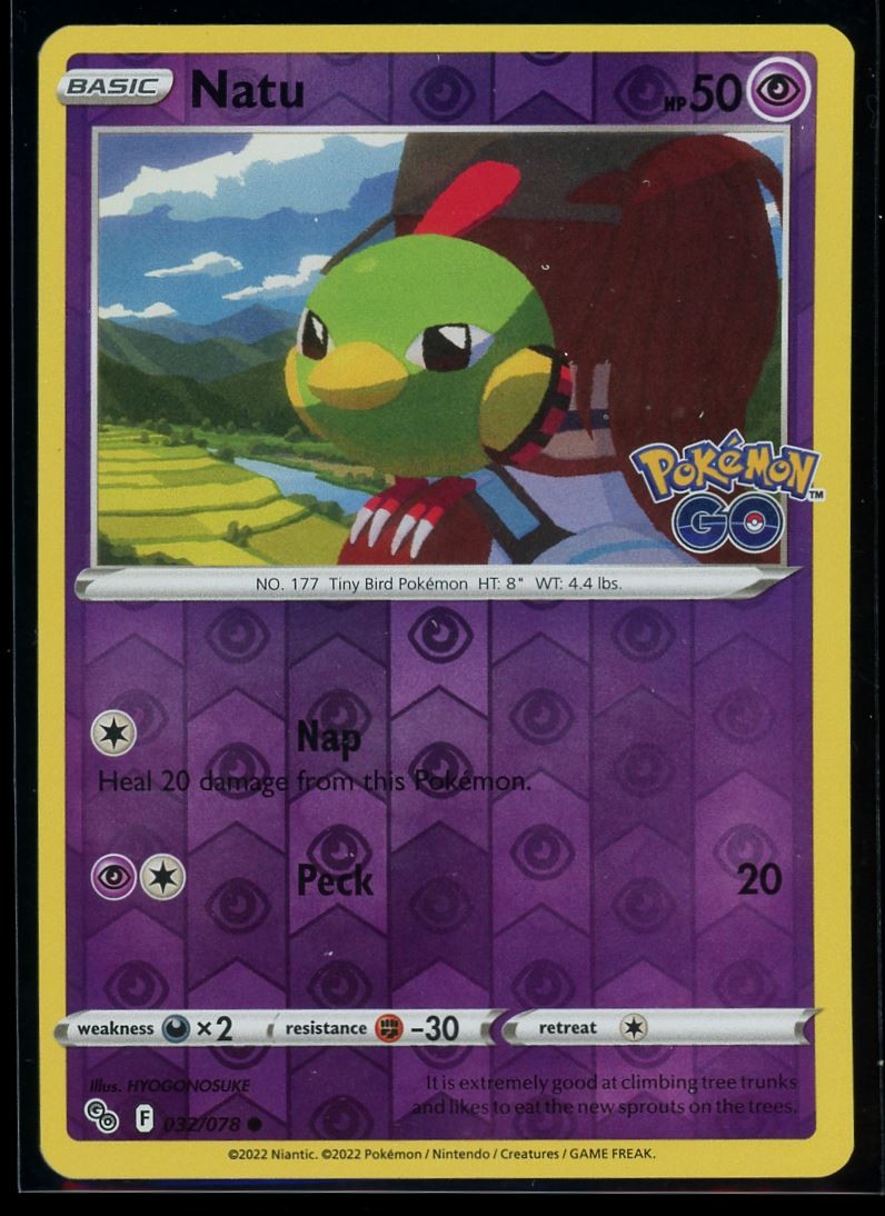 2022 Sword & Shield - Pokémon GO Natu Reverse Holo Pokemon Card #32