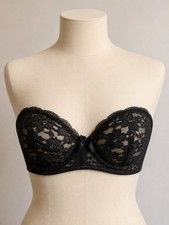 Vintage 90s Warner s Lace Dressing Strapless Bra 34D NOS Deadstock NWT