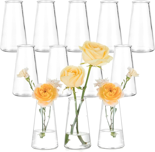 Hewory Kleine Glasvasen FüR Tischdeko Hochzeit: 12Er Kleine Vasen Set Klar Blume-image