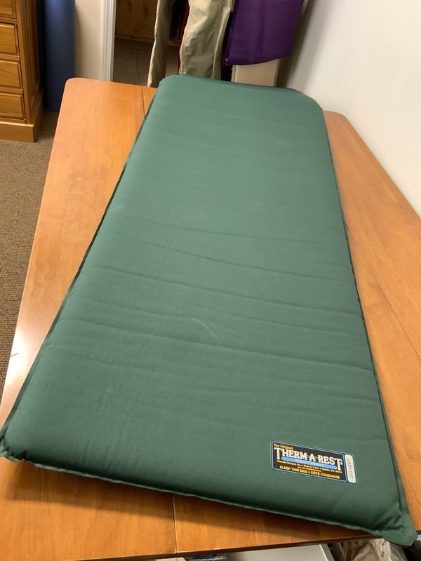 Vintage Therm A Rest Green And Brown Air Fill Sleeping Camping Pad 20” W - 69” L