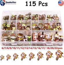 115X Fastener Fuel Line Hose Spring Clips Water Pipe 6-22mm Air Tube Clamps Set