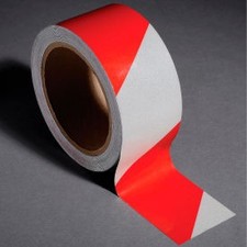 INCOM Safety Tape Reflective Striped Red/White 2""W x 30'L 1 Roll Top Tape And