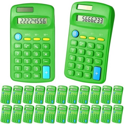 24 Pack Student Mini Calculator for Classroom, 8-Digit Display Dual Powered H...