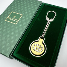 GUCCI Keyring chain Interlocking Sherry Line Silver Gold tone Bag Charm Double G