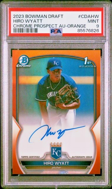 2023 Bowman Draf Hiro Wyatt Chrome Autograph Orange /25 PSA 9