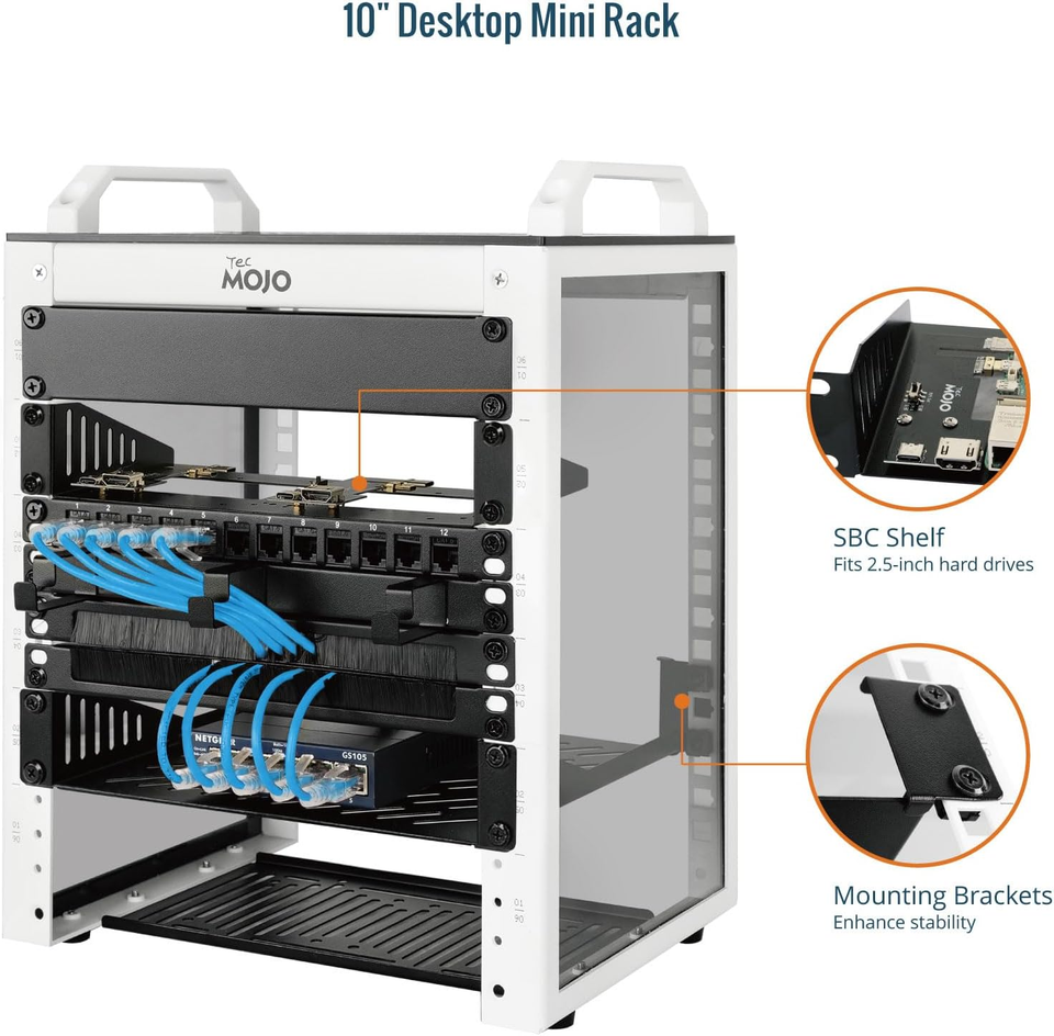 6U Network Rack, 10 Inch Mini Server Rack with 2 Side Translucent ...