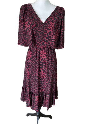 DRESS THE POPULATION Francesca Flutter sleeve A Line Midi Dress Small Wine NWT